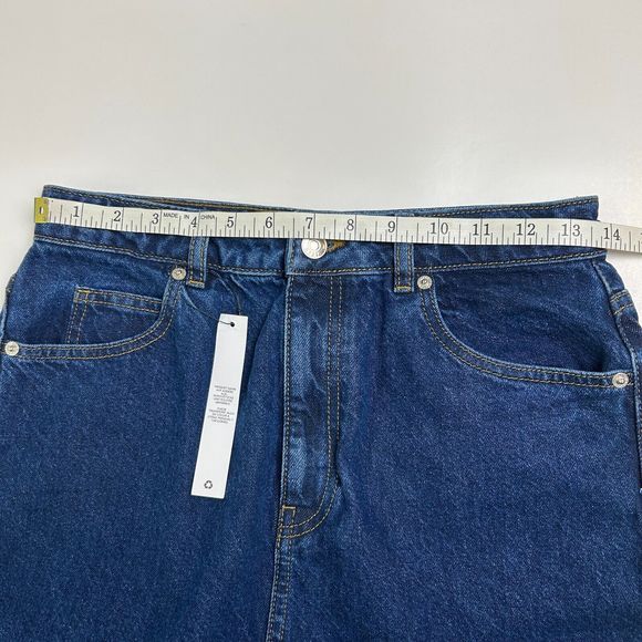 NWT Asos Mom Jeans High Rise Dark Wash Wash Blue Denim Women's Tall 28 x 38 Sz 6 - Picture 5 of 9